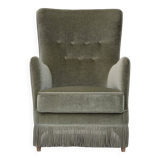 1970s, Danish armchair, velour, beech wood, original excellent condition.