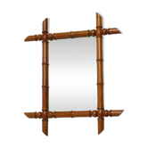 Miroir en bois ancien en faux bambou