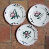 Dessert plates in Sarreguemines earthenware, floral decoration, early XX -th century