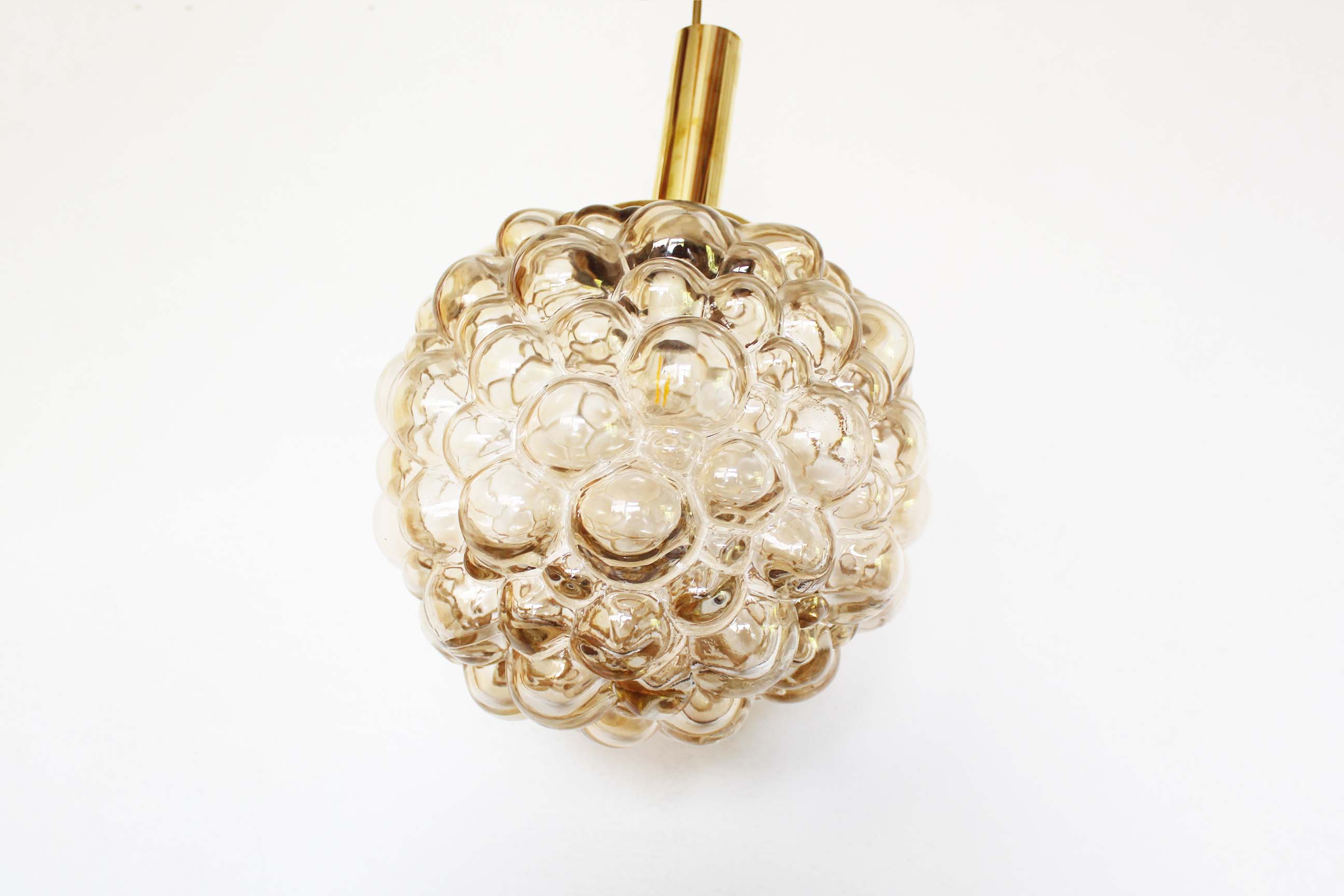 XL amber bubble glass pendant light by Helena Tynell for Glashutte Limburg
