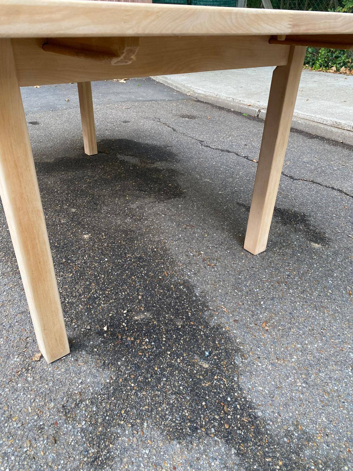 Scandinavian extendable dining table stripped in raw solid wood 1990