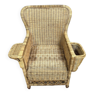 Vintage armchair with rattan ears circa 1960-1970