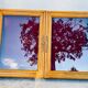 Vitrine murale en bois avec porte en verre