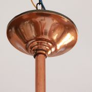 Chandelier copper tulip golden glass and white patterns 6 lights old vintage luminaire restored