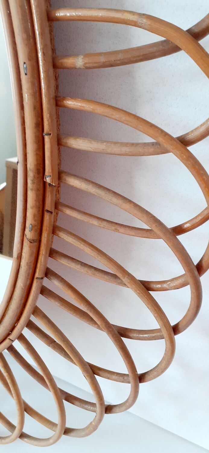 Large vintage rattan mirror