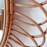 Large vintage rattan mirror