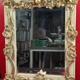 19th century style beveled mirror with garlands of flowers and leaves