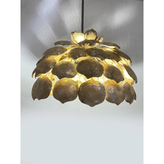 Contemporary gold florentine iron pendant light