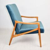 Czech Model Armchair attributed to Jiri Jiroutek in ocean blue, 1970s
