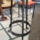 Stool in wrought iron and solid oak