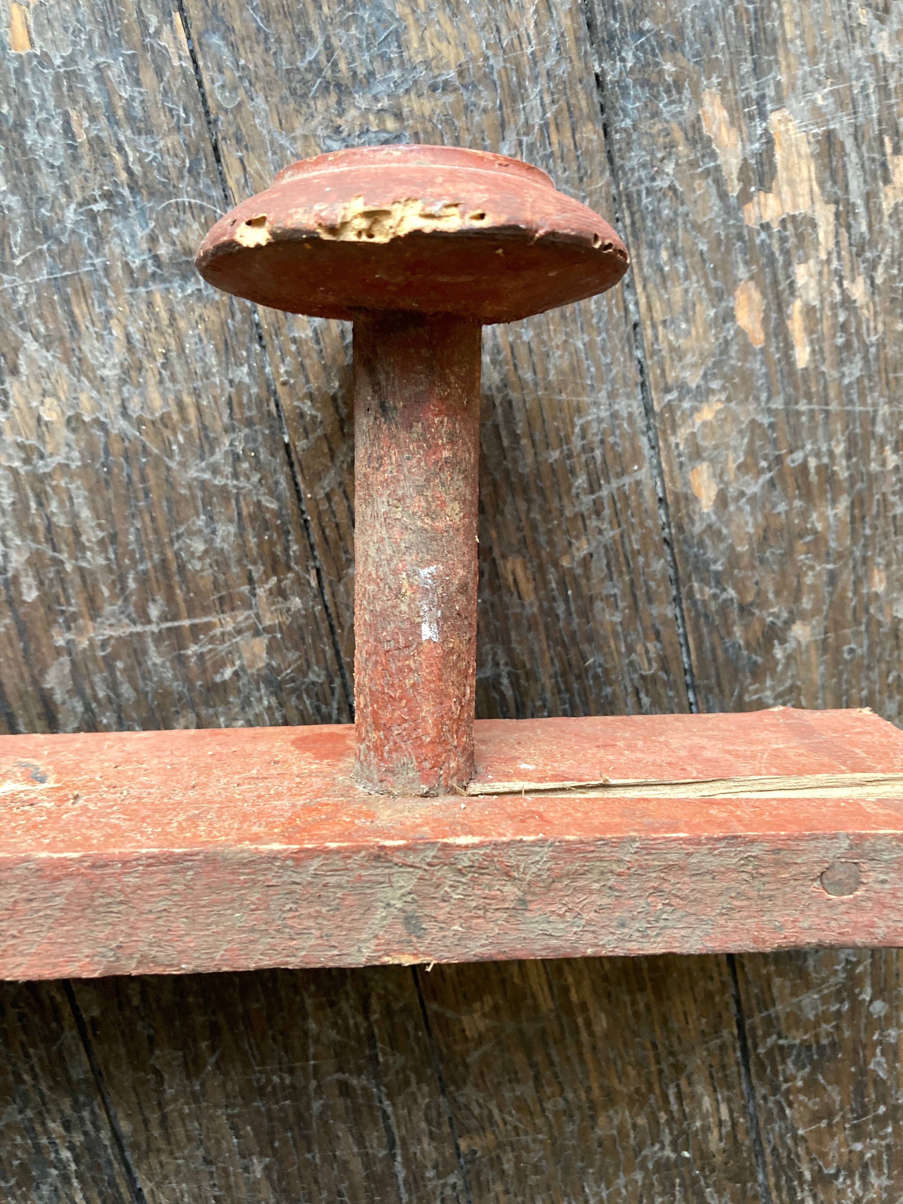 Original patina wooden farmhouse coat hook 86cm