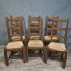 Set of six rustic chairs in natural wood, regional French craftsmanship.