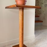 Vintage solid oak saddle plant holder