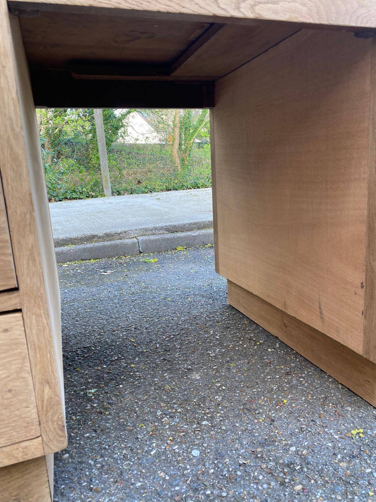 Bureau administratif extensible rénové en chêne du XIXème 130cm