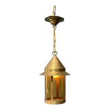 Suspension lanterne en laiton avec verre jaune