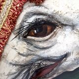 Postmodern five-panel room divider by doro with two asiatic elephants, italy