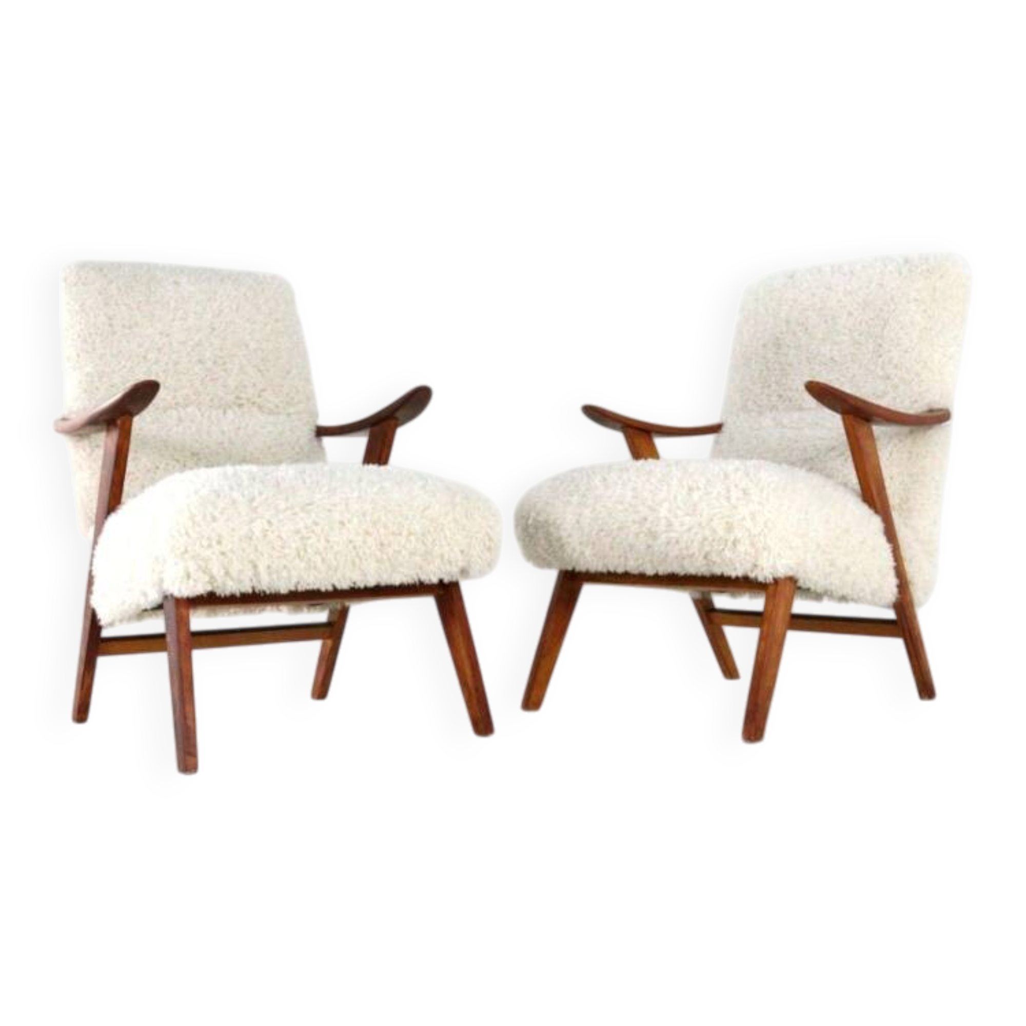 Armchair cream white doodle 'Almere' - unique upholstery - vintage design