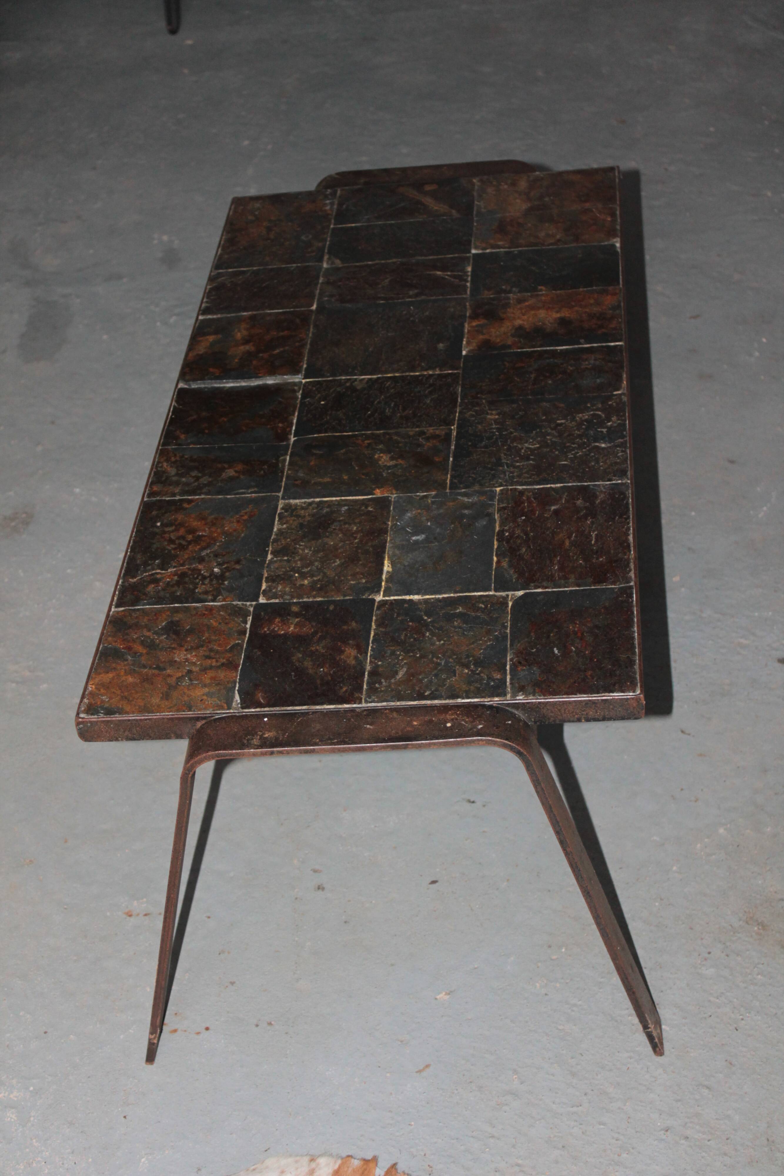 Brutal vintage slate coffee table