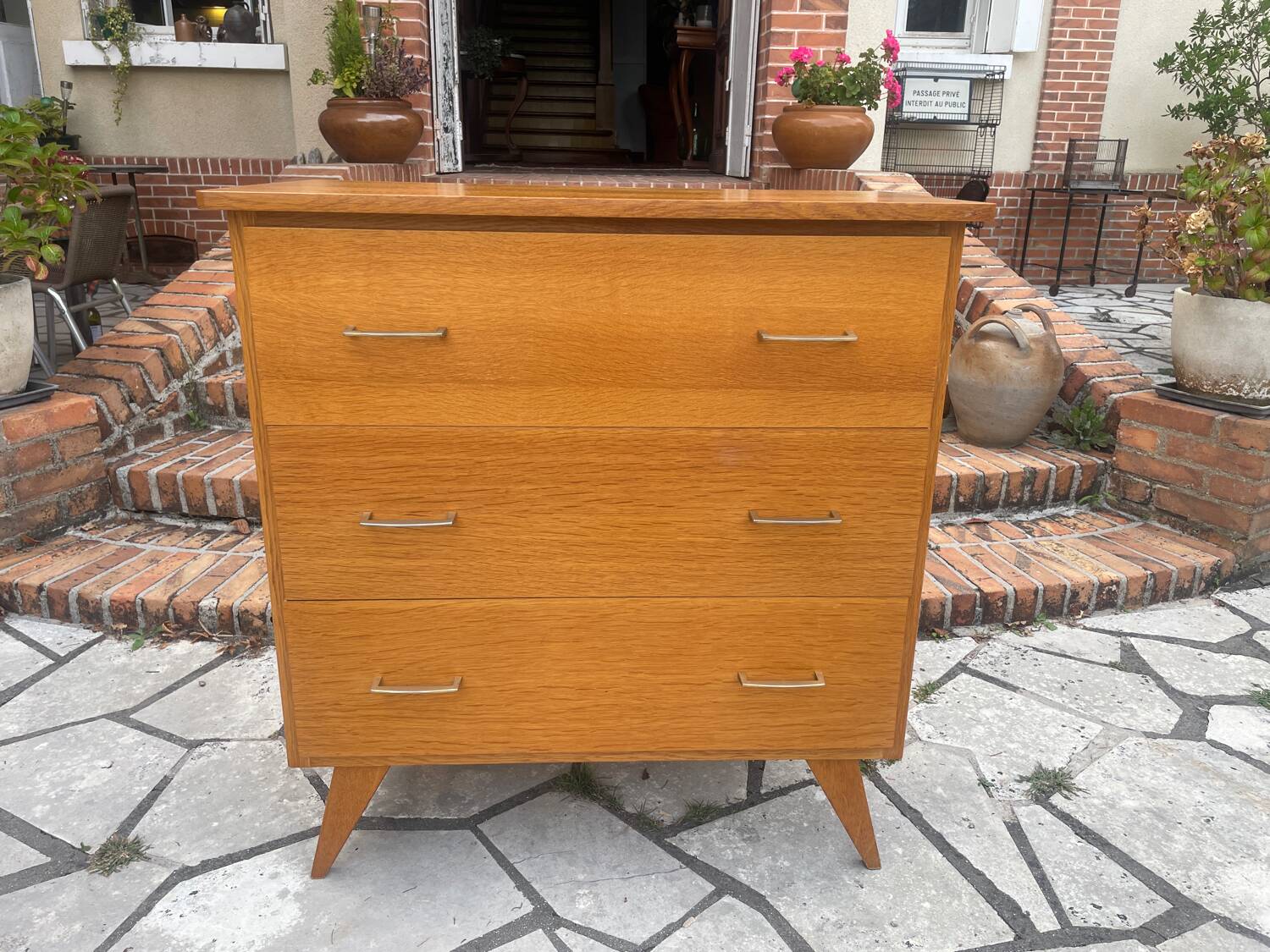 Vintage chest of drawers with compass feet