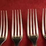 Service of 12 table forks in silver metal Christofle chevron model
