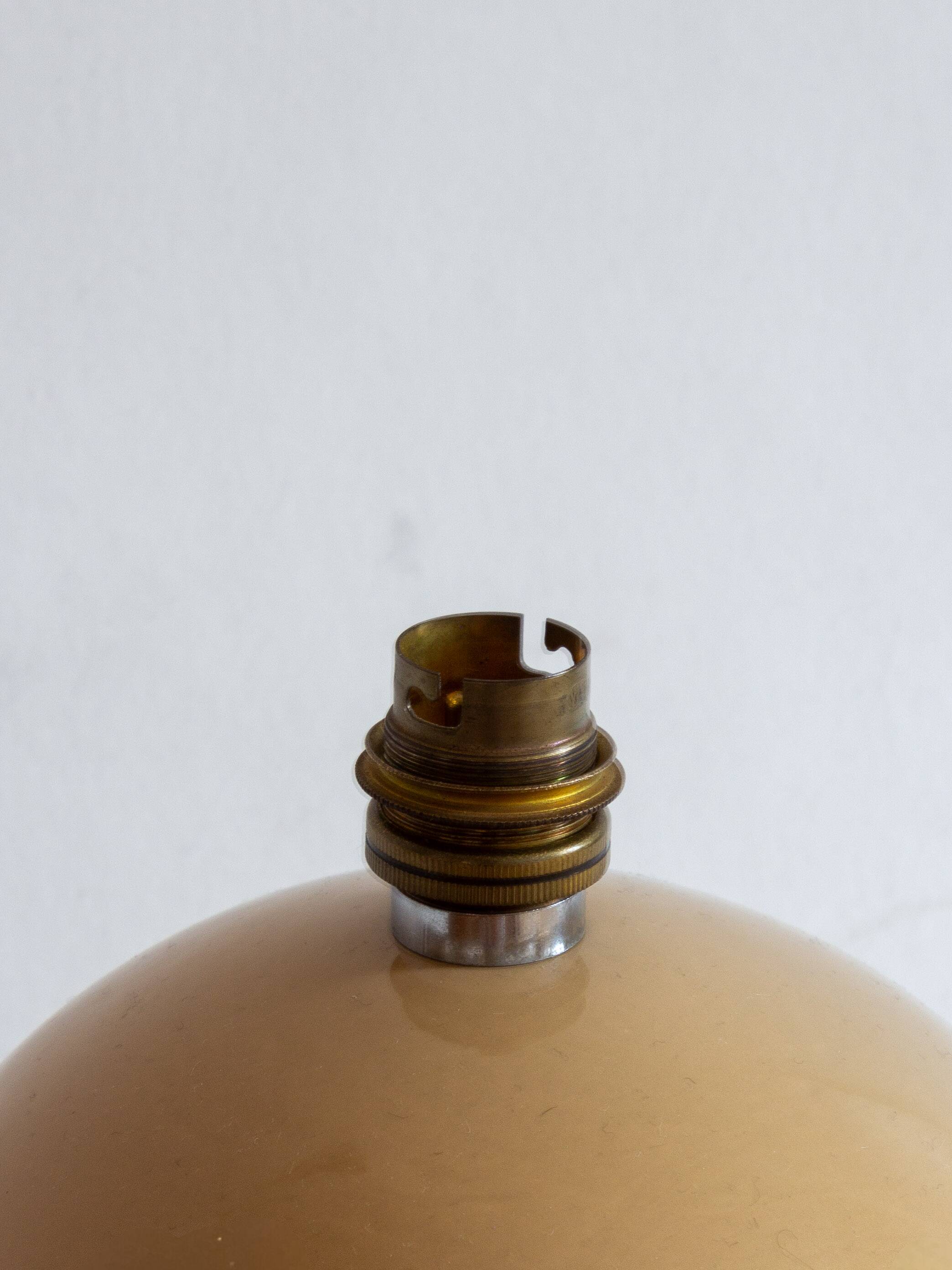 Ceramic ball lamp base in caramel beige color, 70s