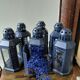 Navy blue metal candle lantern