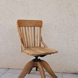 Swivel office chair in blond oak circa 1930