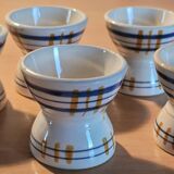 5 devil's egg cups in earthenware, Poitou model from Sarreguemines.