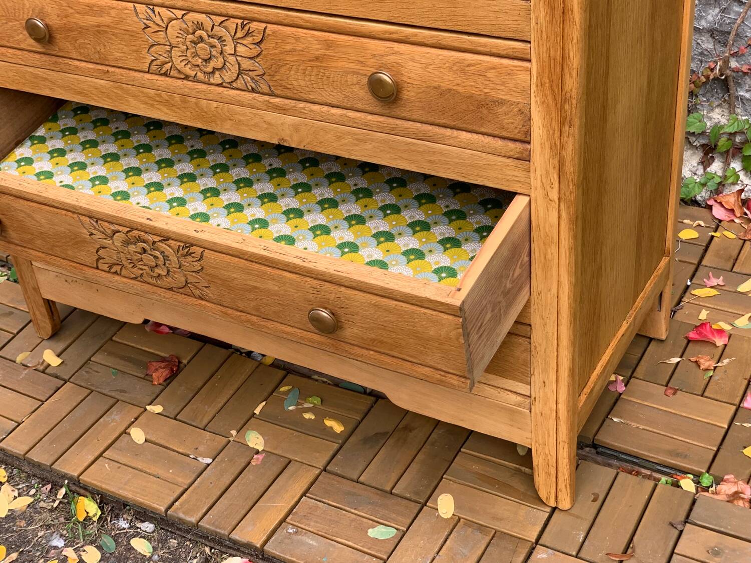 Art deco raw oak chest of drawers 1930