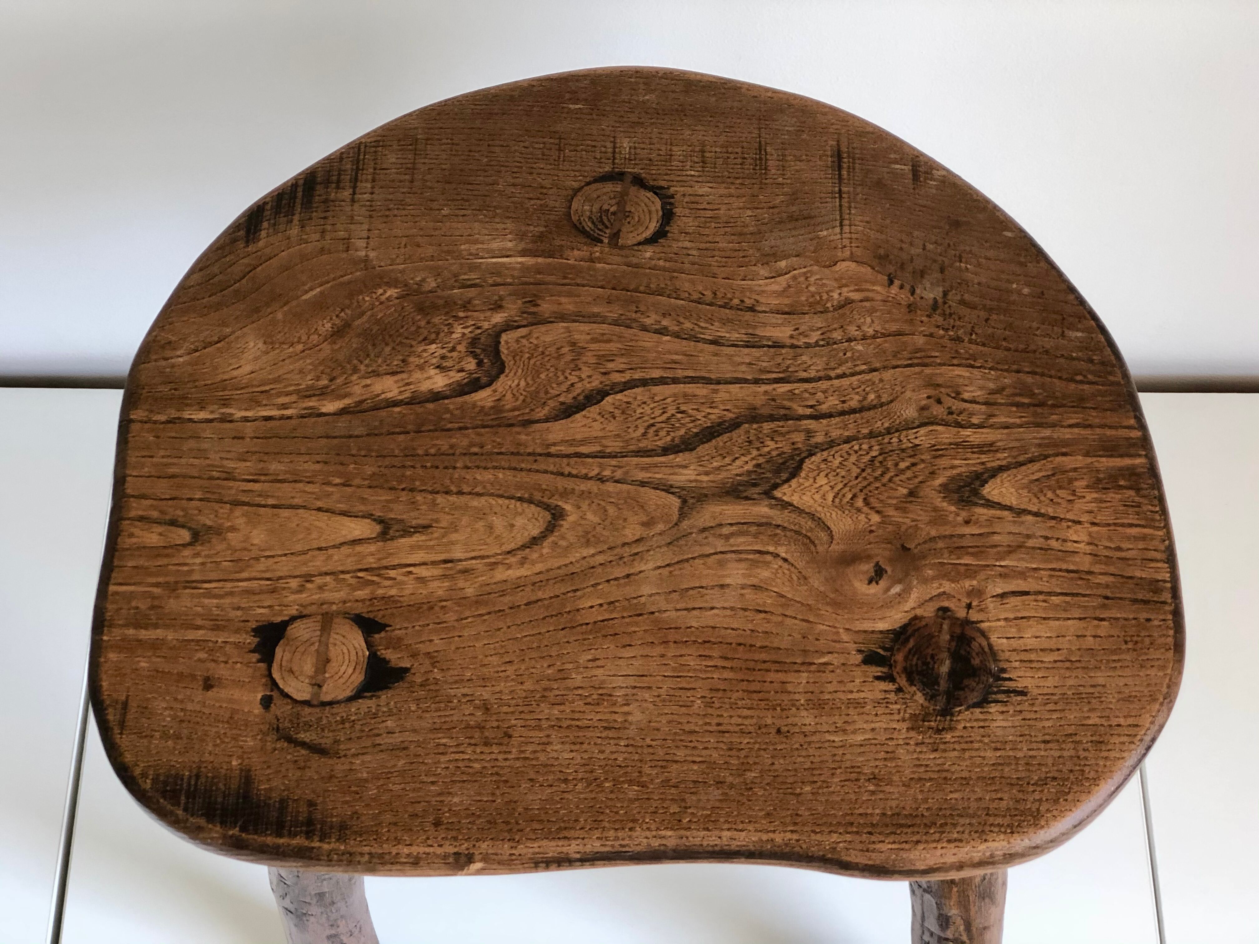 Freeform brutalist tripod stool, 1970