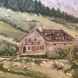 Mountain landscape painting oil on canvas signed