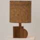 Pair of handcrafted lamps in solid oak with cork shades, circa 1970