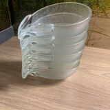 Glass avocado service with avocado decor 7 pieces 1 with an interior crack not perceptible to the touch 1 with an interior crack not perceptible to the touch