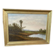 Oil painting of a riverside signed EM