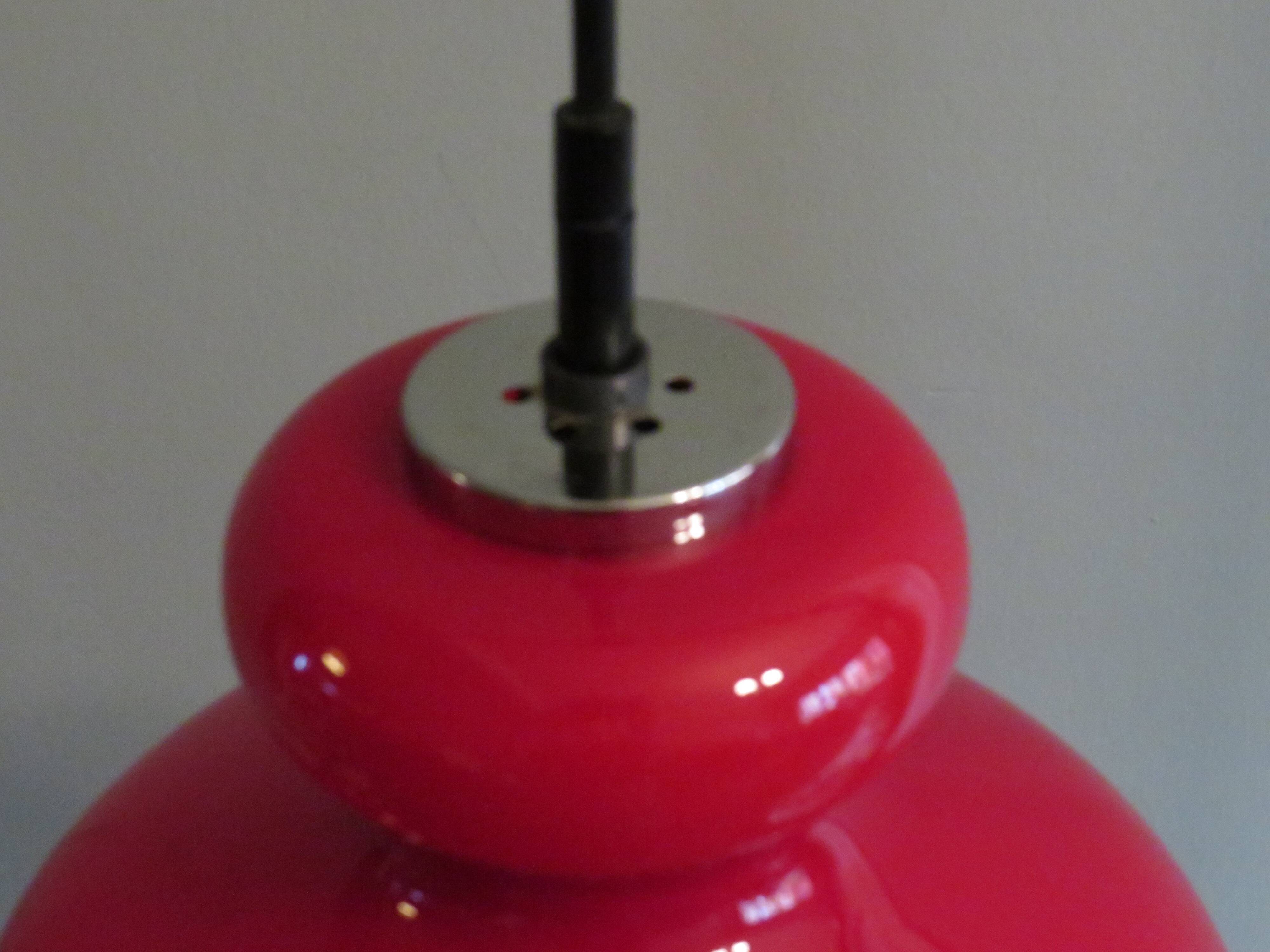 Red glass pendant lamp Peill & Putzler, Germany 1960-1970