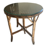 Rattan bistro table with glass top