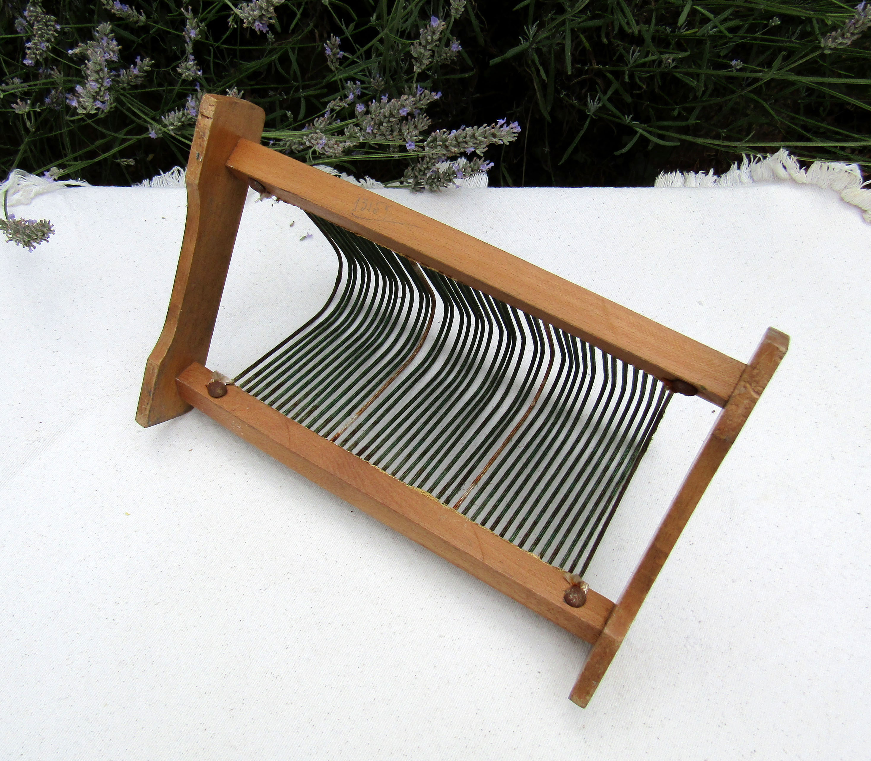 Old wooden vinyl disc holder