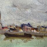 HST painting signed Georges FERRO-LA GREE (born 1941) Landscape of Loire Bréhémont?