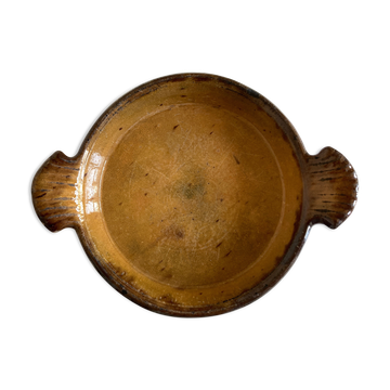 Country dish in glazed terracotta folk art early 20th