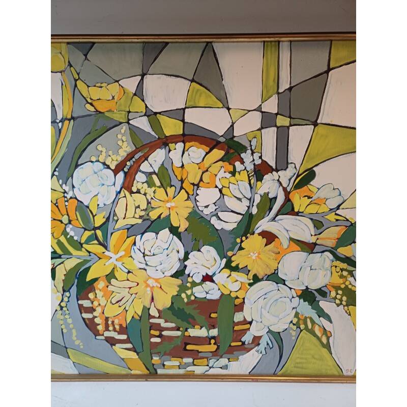 Huile sur toile Jean Cheynel "Variation florale"