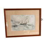 Painting Boat and its canoe