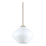 Mid-century italian white opaline and brass lamp