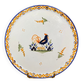 Circular earthenware top signed Bavent, rooster decoration