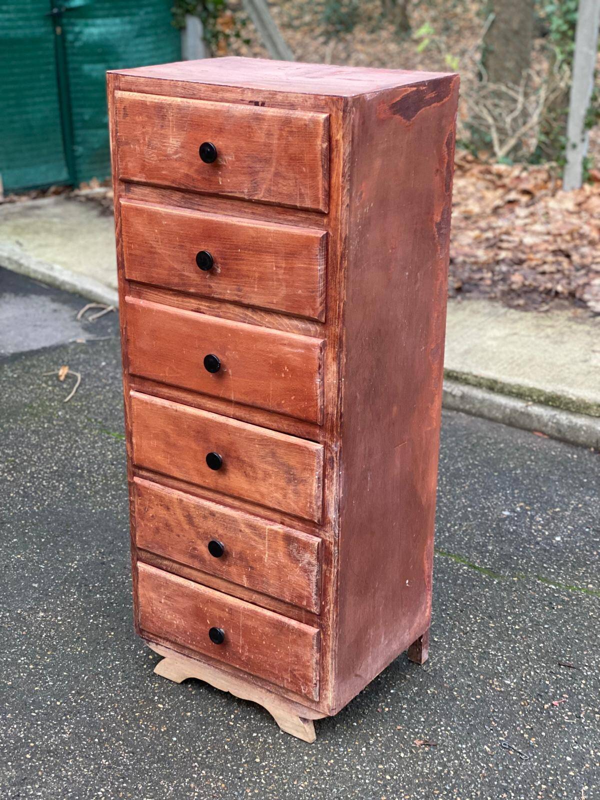 Art Deco chest of drawers, 1950s, in wood