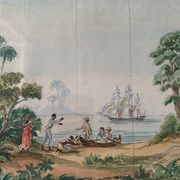Tableau Aquarelle étude "Scène coloniale" Conquête de l'Amérique
