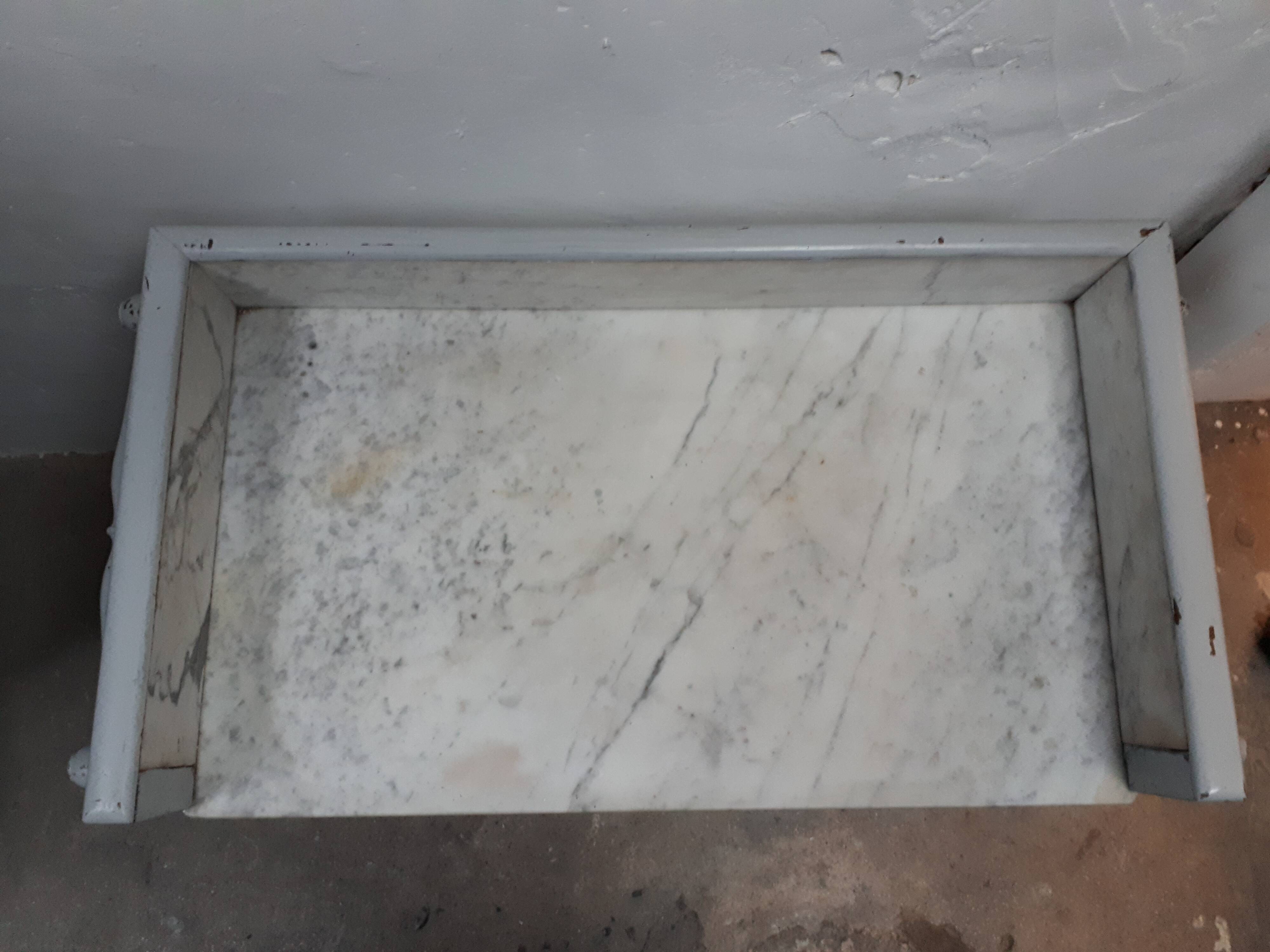 Old shelf shelf drawer gray marble tray 1900