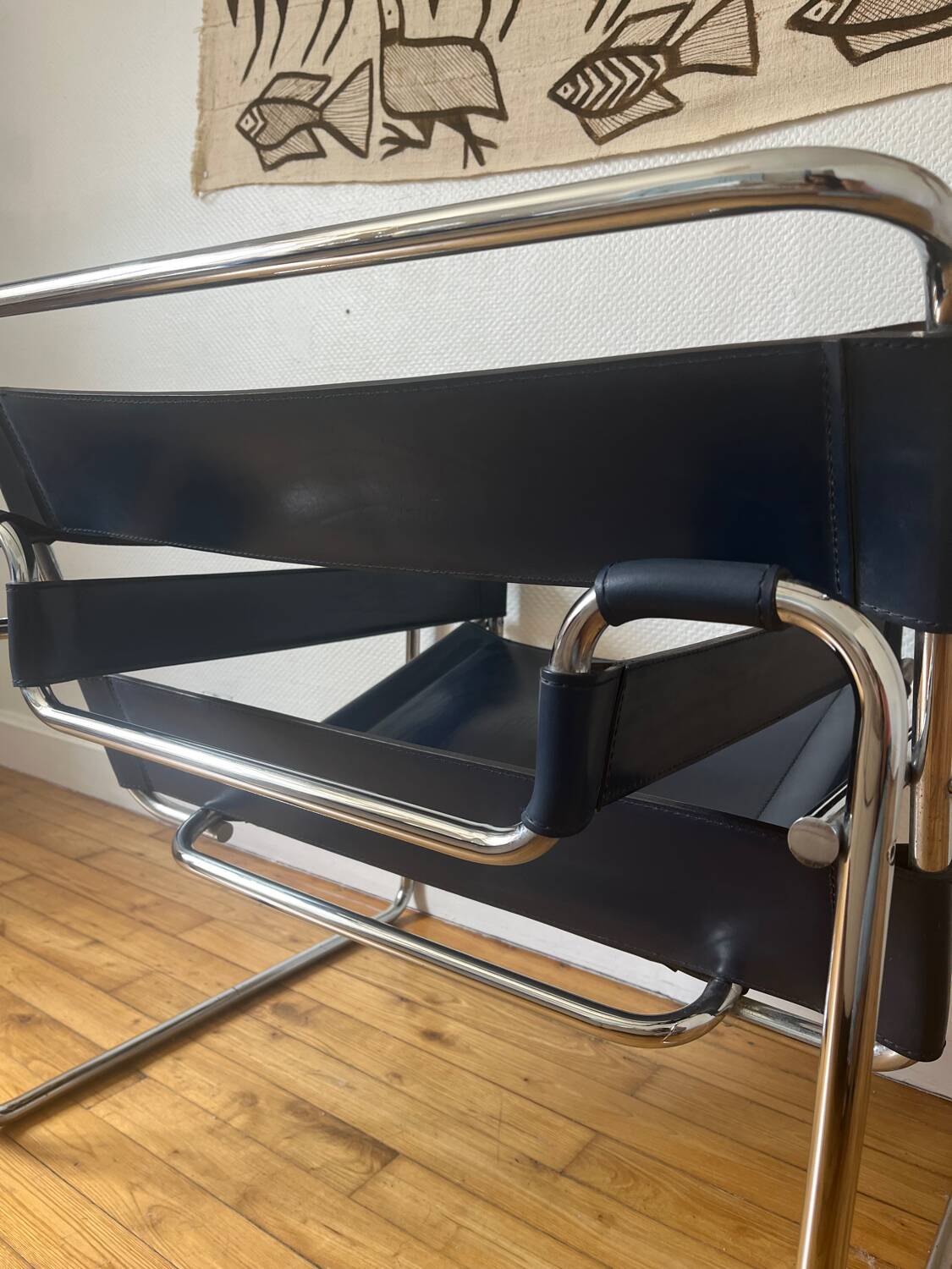 Wassily armchair by Marcel Breuer, midnight blue, Italian edition