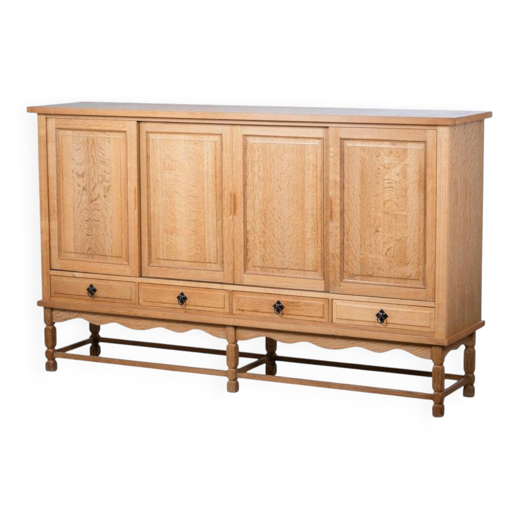 Brutalist Oak Sideboard attributed to Henning Kjærnulf, Denmark, 1960s