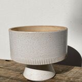 Ethnic standing cup in white glazed ceramic vintage vase