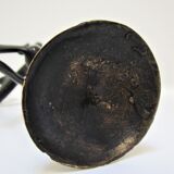 Sculptural candlestick anthropomorphic bronze blackened with woman's figure 70s